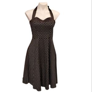 Dress Tells Rockabilly PUG Black Dress with White Polka Dots Size M